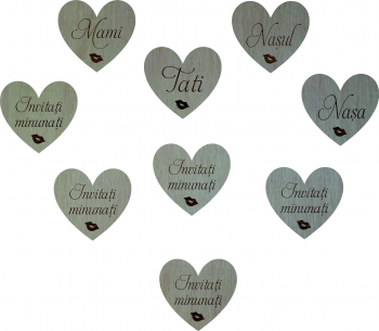 Cocarde personalizate 3D Exclusive Technology Inima tip brosa Lemn 5 cm 