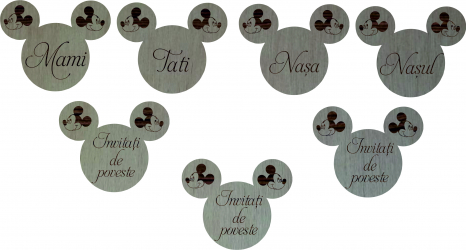 Cocarde personalizate 3D Exclusive Technology Mickey tip brosa Lemn 5 cm 