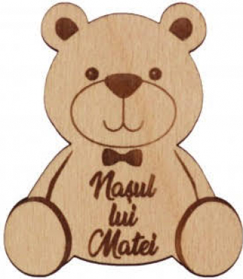 Cocarde personalizate 3D Exclusive Technology Urs tip brosa Lemn 5 cm 