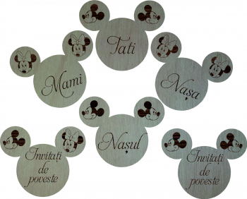 Cocarde personalizate Botez 3D Exclusive Technology Mickey tip brosa Lemn 5 cm 
