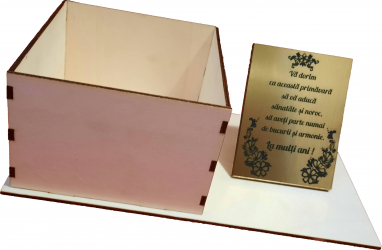 Cutie Aranjamente Florale Lemn Cu Placheta Primavara Lemn 30x11 cm 