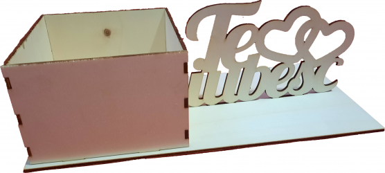 Cutie Aranjamente Florale Lemn Te iubesc Lemn 30x11 cm 