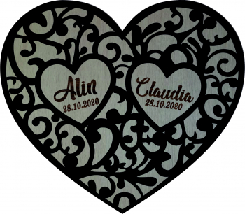 Cutie de verighete Lemn natur Negru 15x13 cm 