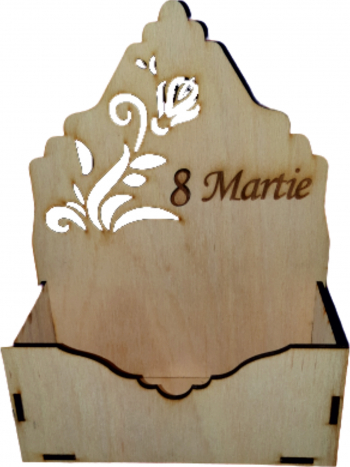 Cutie mica pentru Aranjamente Florale 8 Martie Lemn 15x7 cm 