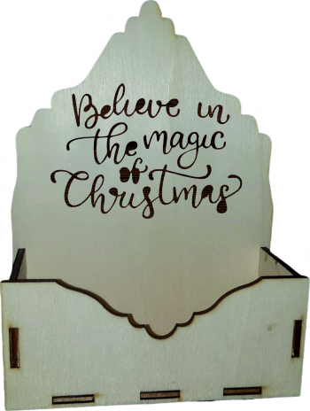 Cutie mare pentru Aranjamente Florale de Craciun Model Believe in the ... Lemn 20x9 cm CC16 