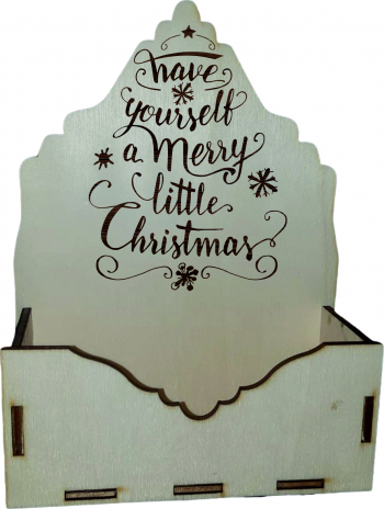 Cutie mare pentru Aranjamente Florale de Craciun Model Little Christmas... Lemn 20x9 cm CC23 