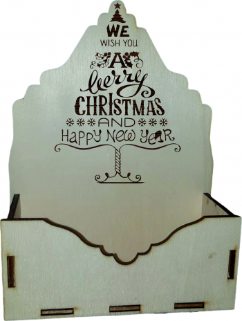 Cutie mare pentru Aranjamente Florale de Craciun Model Merry Christmas and Happy new Year Lemn 20x9 cm CC22 