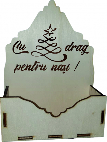 Cutie mare pentru Aranjamente Florale de Craciun Model pentru nasi Lemn 20x9 cm CC12 