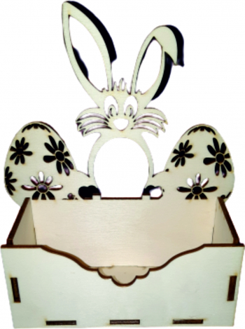 Cutie mica pentru Aranjamente Florale Iepure Lemn 15x7 cm 