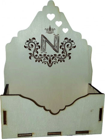 Cutie mare pentru Aranjamente Florale Litera N Lemn 20x9 cm 