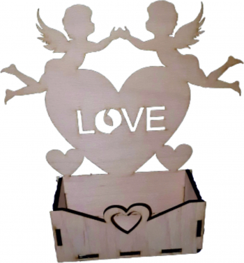 Cutie mare pentru Aranjamente Florale Model Love Lemn 20x9 cm 