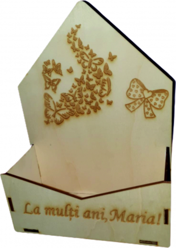 Cutie mica pentru Aranjamente Florale Aniversar Lemn 15x7 cm 