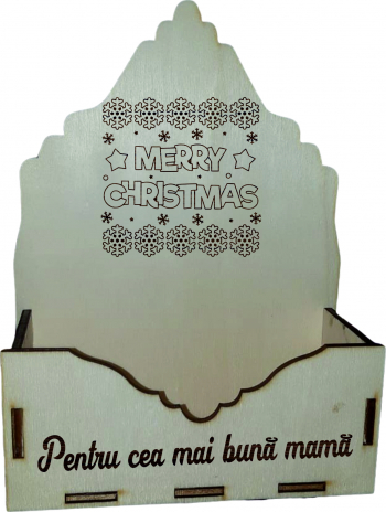 Cutie mica pentru Aranjamente Florale de Craciun Lemn 15x7 cm CC26 