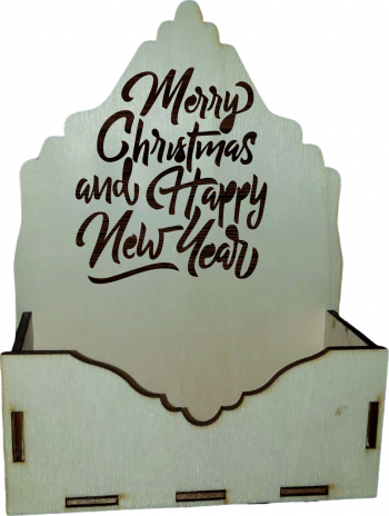 Cutie mica pentru Aranjamente Florale de Craciun Model simplu Merry Christmas and Happy New Year Lemn 15x7 cm CC18 
