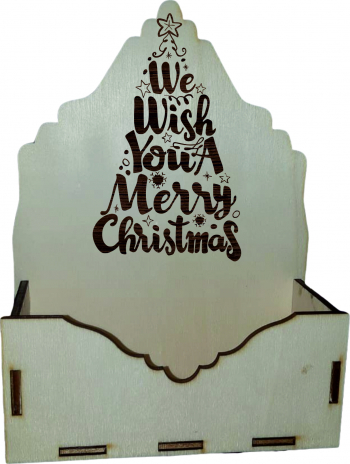 Cutie mica pentru Aranjamente Florale de Craciun Model We wish you ... Lemn 15x7 cm CC27 