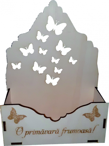 Cutie mica pentru Aranjamente Florale Fluturi Lemn 15x7cm 