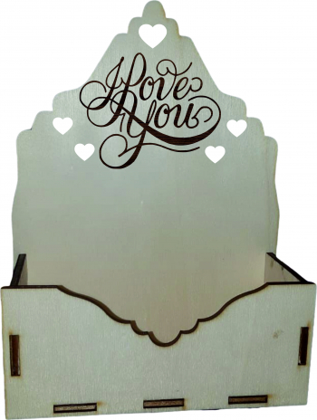 Cutie mica pentru Aranjamente Florale I love you Lemn 15x7 cm 