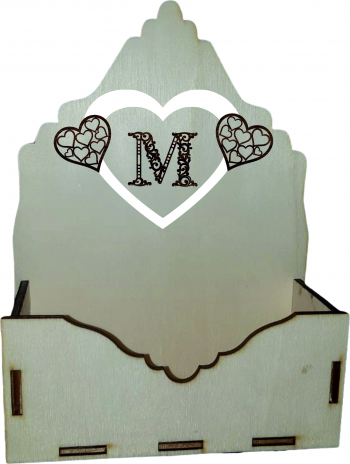 Cutie mica pentru Aranjamente Florale Initiala M Lemn 15x7 cm 