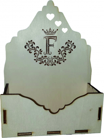 Cutie mica pentru Aranjamente Florale Litera F Lemn 15x7 cm 