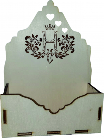 Cutie mica pentru Aranjamente Florale Litera H Lemn 15x7 cm 