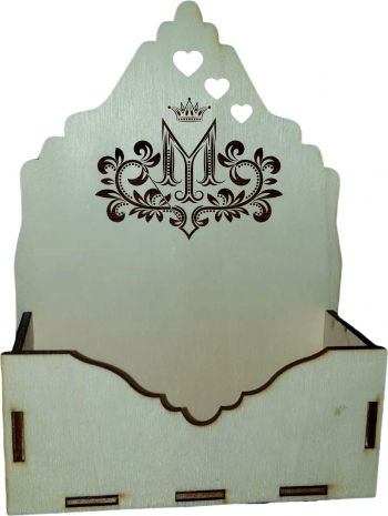 Cutie mica pentru Aranjamente Florale Litera M Lemn 15x7 cm 