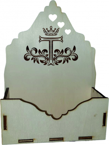 Cutie mica pentru Aranjamente Florale Litera T Lemn 15x7 cm 