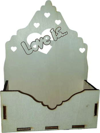 Cutie mica pentru Aranjamente Florale Love is Lemn 15x7 cm 