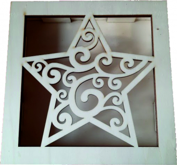 Cutie pentru Aranjamente Florale Licheni Model cu Stea Lemn 20x20x4 cm CLC10 