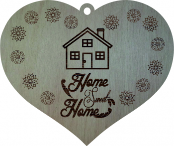 Decoratiune inima Home sweet home Lemn 30x36cm 