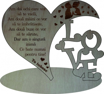 Decoratiune Love Lemn 19x15cm 