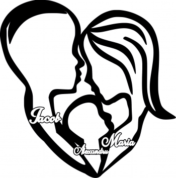 Decoratiune personalizata de familie Lemn negru 40cm 