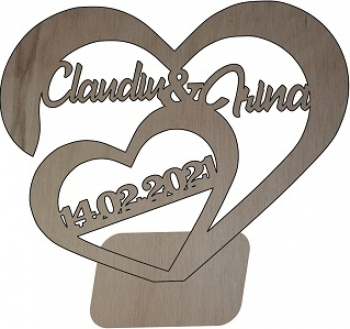 Decoratiune Personalizata Inimi Lemn 31x25cm