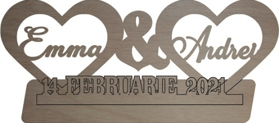 Decoratiune Personalizata Inimi Lemn 42x16cm 