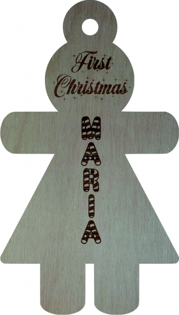 Glob de Craciun Model fata Merry Christmas Lemn 9 cm GL138 