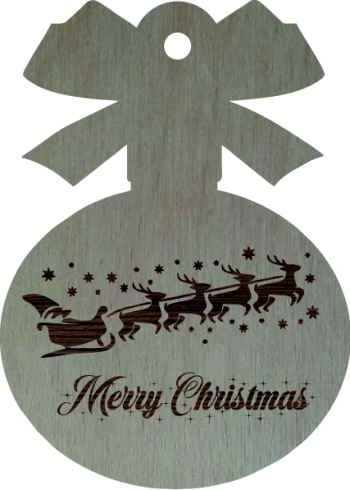 Glob de Craciun Model funda Merry Christmas Lemn 9 cm GL137 