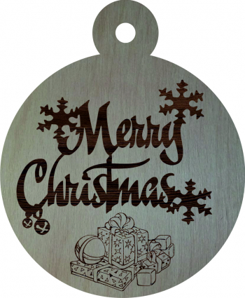 Glob de Craciun Model Merry Christmas Lemn 9 cm GL115 
