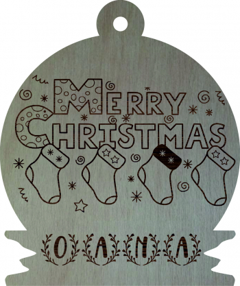 Glob de Craciun Model Merry Christmas Personalizat Lemn 9 cm GL105 