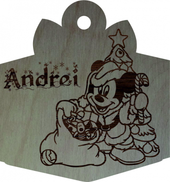 Glob de Craciun Model Mickey Personalizat Lemn 9 cm GL99 