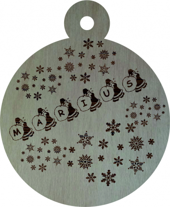 Glob de Craciun Model Mos Craciun Personalizat Lemn 9 cm GL93 
