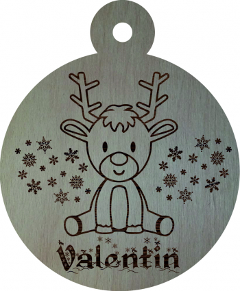 Glob de Craciun Model Ren Personalizat Lemn 9 cm GL101 
