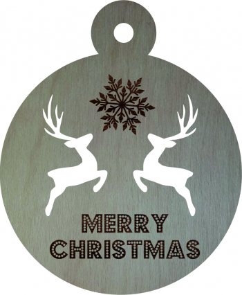 Glob de Craciun Model Reni Merry Christmas Lemn 9 cm GL106 