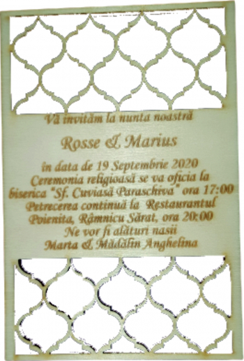 Invitatie Nunta Lemn 15x10cm 