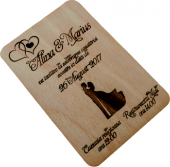 Invitatie Nunta Model miri Lemn 15x10cm 