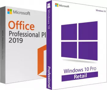 Windows 10 Pro + Office Pro Plus 2019 - ambele RETAIL - 3264 bit - toate limbile + tutorial video si asistenta