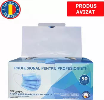 Cutie 50 masti medicale de protectie BFE98 din 3 straturi cu tija nazala ajustabila