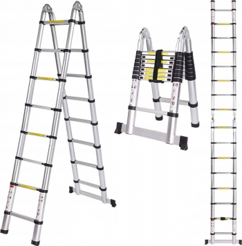 Scara Dubla Telescopica 220/440cm din Aluminiu Multifunctionala Inaltime Reglabila Pliabila 