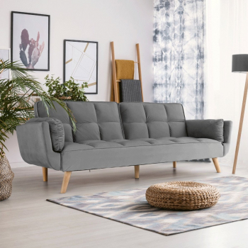 Canapea Extensibila Rubik 3 locuri Light Grey catifea 