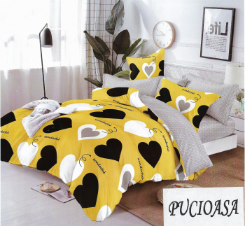 Lenjerie de pat din Finet 6 piese husa de pat cu elastic Hearts 