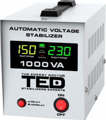 Stabilizator retea maxim 1000VA-AVR 600W LCD 1 iesire schuko TED1000NEW 