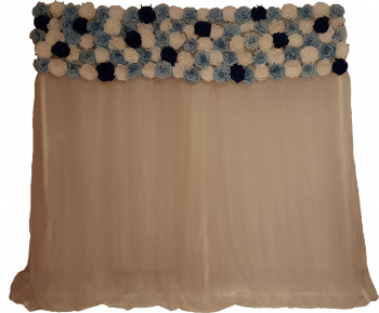 Panou floral cu voal si trandafiri albi bleu si bleumarin model 2 